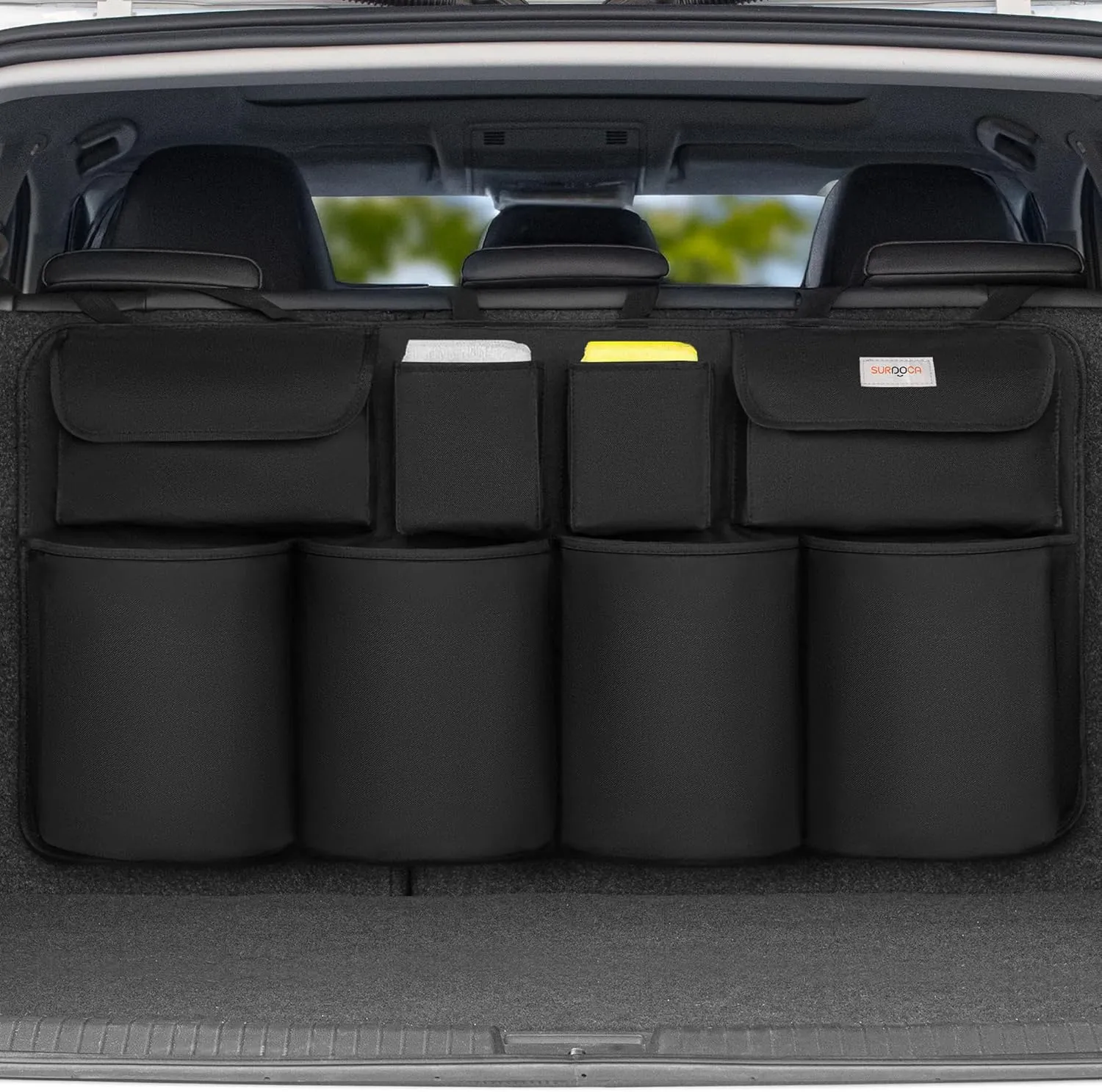 SURDOCA Car Trunk Organizer, UPGRADE Hanging Trunk Organizer for SUV, Backseat Car Organizer with 8 Large Compartments, Car Accessories Interior, Space Saving Expert