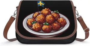 Swedish Meatballs Sweden Women's Crossbody Bags PU Leather Shoulder Bag Handbag Purse Messenger Bag with Shoulder Strap