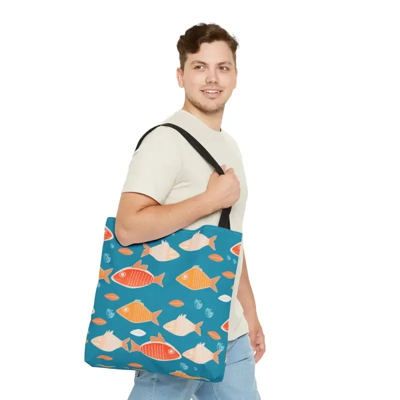 Swim in Style with Colorful Fishes Print Tote Bag