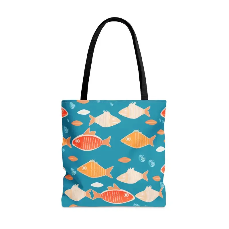 Swim in Style with Colorful Fishes Print Tote Bag