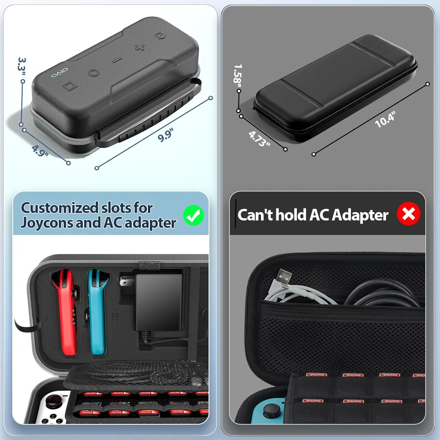 Switch OLED Carrying Case Compatible with Nintendo Switch & Switch OLED, Portable Switch Travel Carry Case Fit for Joy-Con and Adapter, Hard Shell Protective Switch Pouch Case with 20 Games, Grey