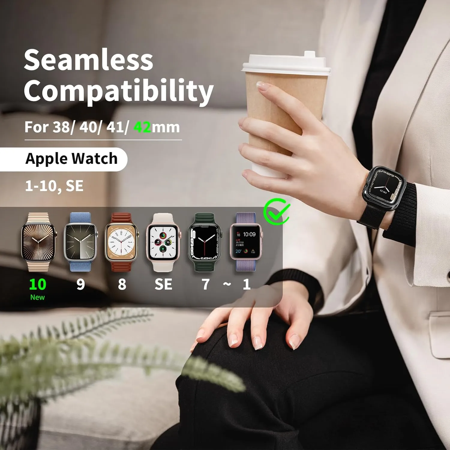 SWITCHEASY Mesh Magnetic Apple Watch Band - For Apple Watch Series 10, 9, 8, SE, 7, 6 Mesh Loop for 42mm 41mm 40mm 38mm iWatch for Women (Silver)