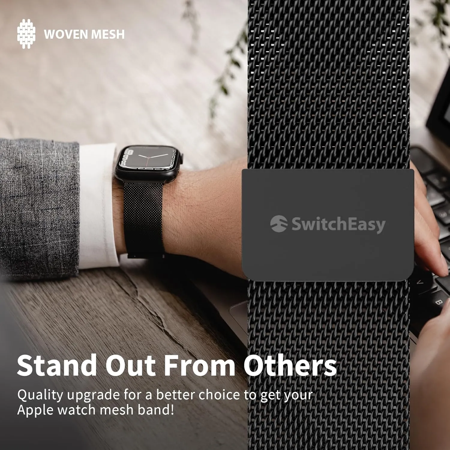SWITCHEASY Mesh Magnetic Apple Watch Band - For Apple Watch Series 10, 9, 8, SE, 7, 6 Mesh Loop for 42mm 41mm 40mm 38mm iWatch for Women (Silver)