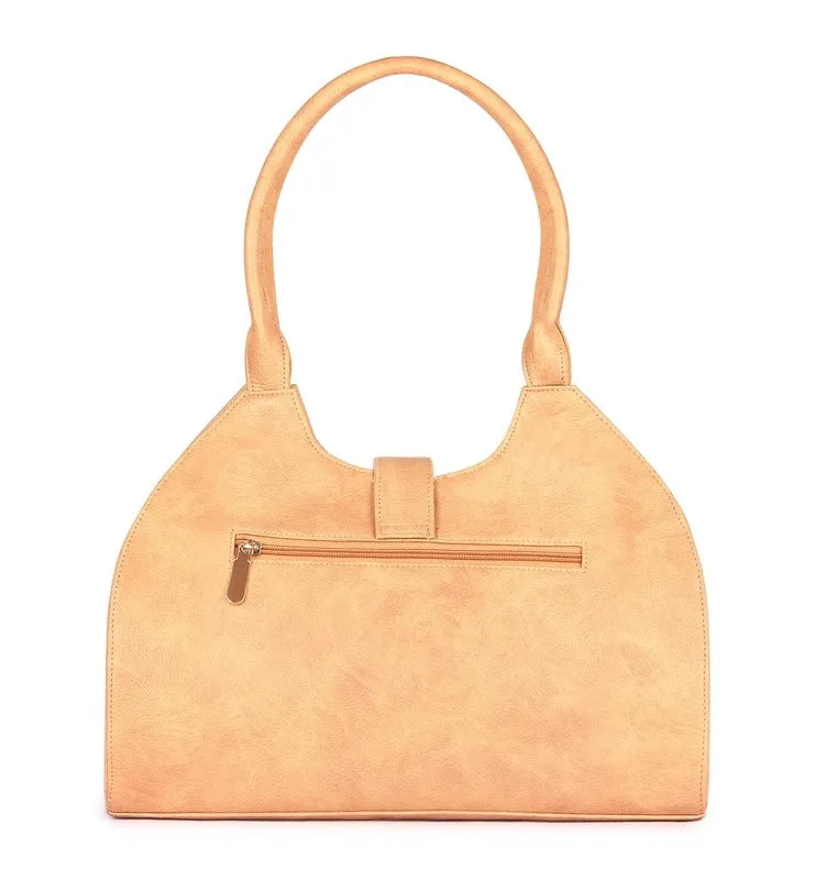Synthetic Messenger Bag with Expandable Features | 35 cms | Beige
