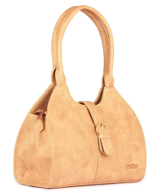 Synthetic Messenger Bag with Expandable Features | 35 cms | Beige
