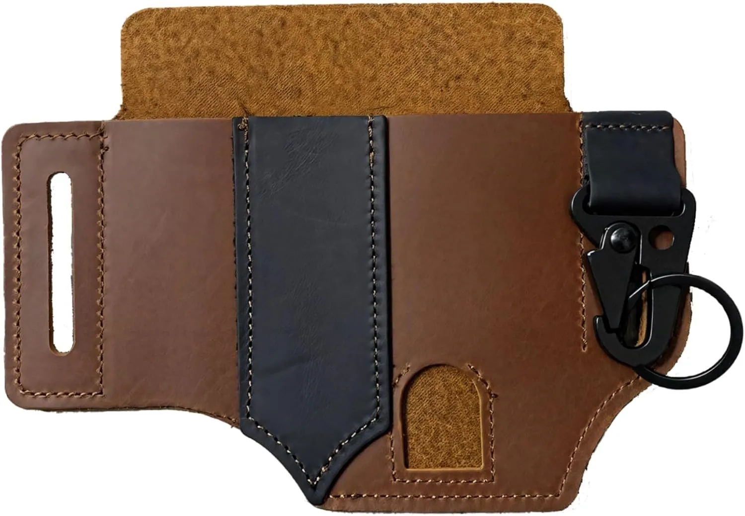 Tactical Leather Sheath, Multi-Tool Belt Organizer with Quick-Release Clip, Outdoor Survival Pouch for Flashlight, Knife & More