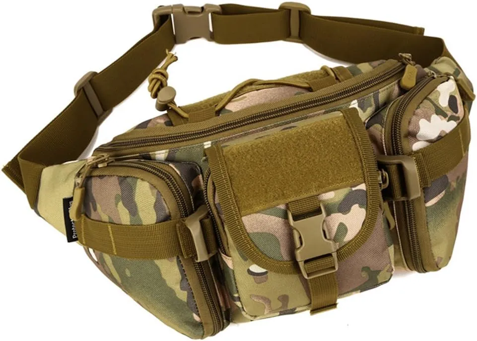 Tactical Waist Bag for Men Women Military Fanny Pack Outdoor Traveling Hiking Hunting Fishing Hip Bum Bag, Cp