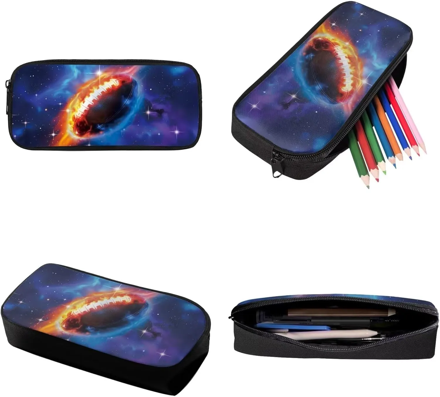 Talayituse American Football Fire Galaxy Star Print 3Pcs School Backpack Set for Boys Teens Teen Shoulder Bag   Lunch Box   Pencil Case Schoolbags Book Bag Travel Casual Daypack with Zipper Pocket