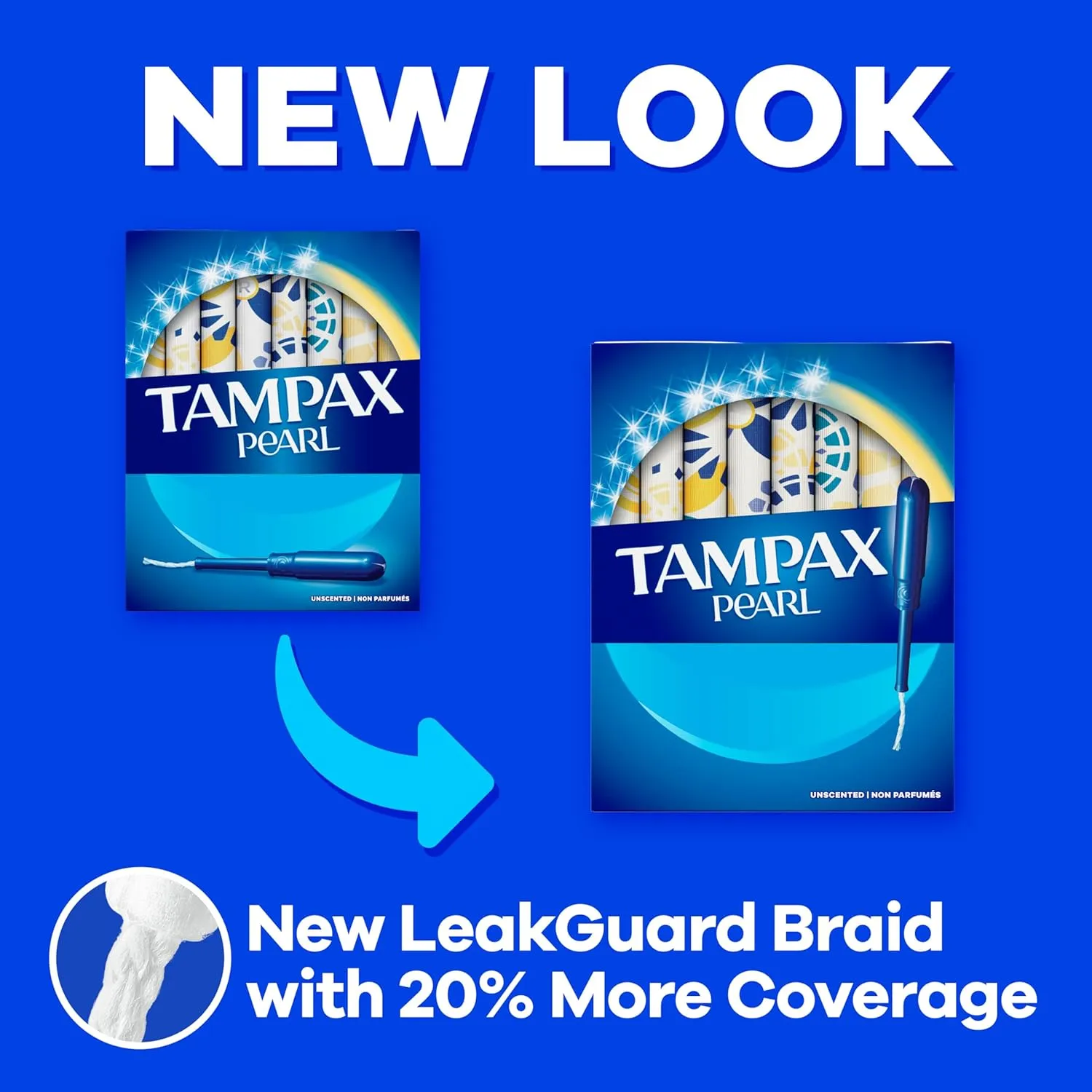Tampax Pearl Tampons Multipack, Light/Regular/Super Absorbency, With Leakguard Braid, Unscented, 34 Count x 6 Packs (204 Count total) (Packaging May Vary)