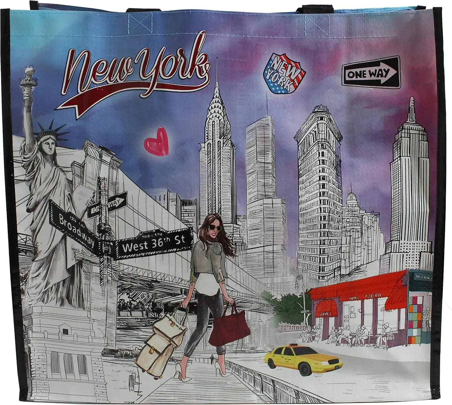 T&T New York Statue of Liberty Reusable Large Shopping Shoulder Tote Bag