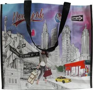 T&T New York Statue of Liberty Reusable Large Shopping Shoulder Tote Bag