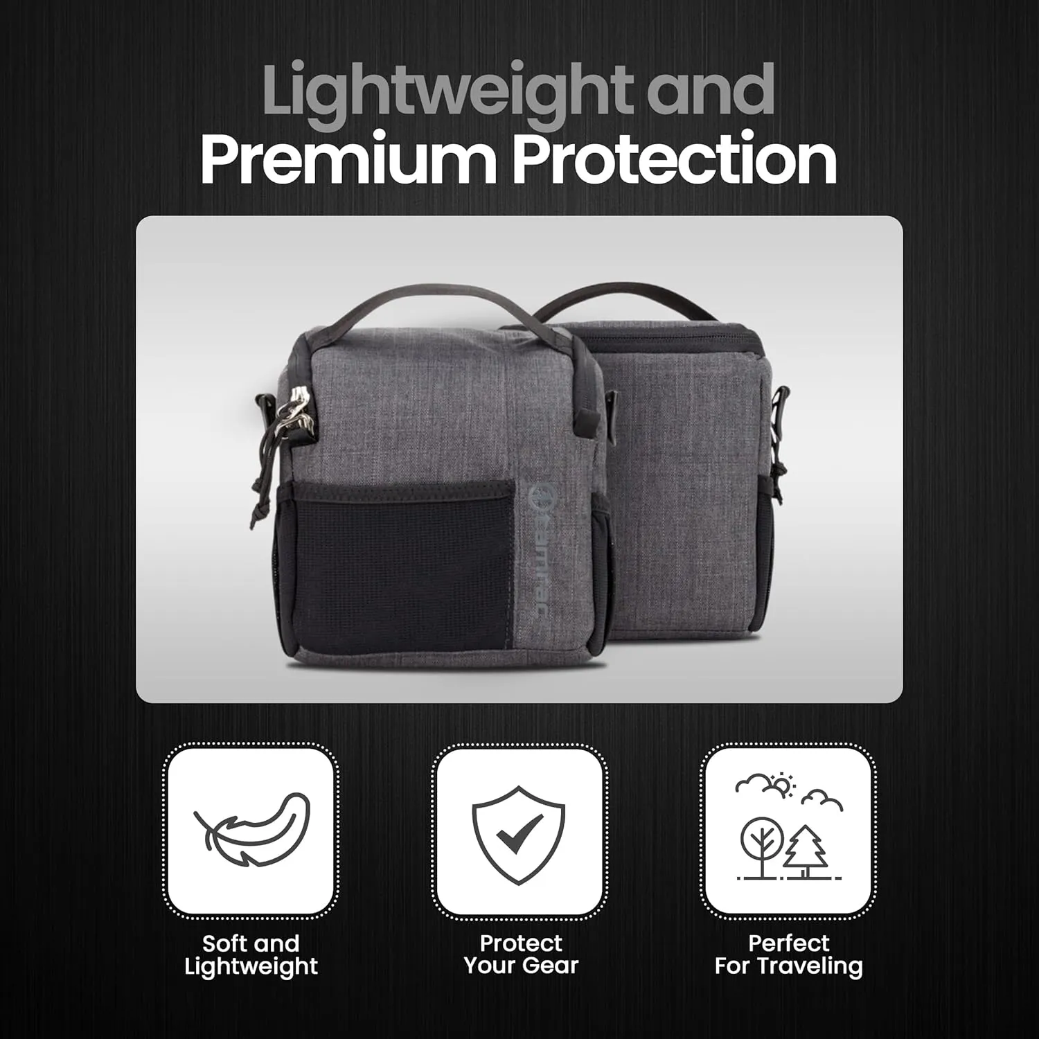 Tamrac Tradewind 2.6 Camera Bag for Photographers, Camera Case for Photography Accessories, Compact Camera Shoulder Bag for DSLR and Mirrorless Cameras, Crossbody Camera Bag for Women Men – Dark Grey