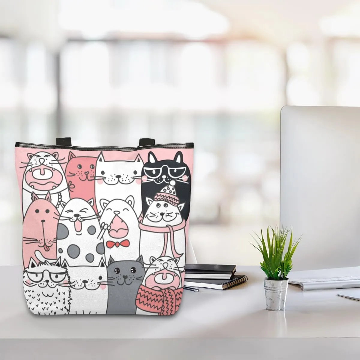Tavisto Canvas Tote Bag,Cartoon Daisys Grocery Shopping Bags 11"x13.6"x4" Durable