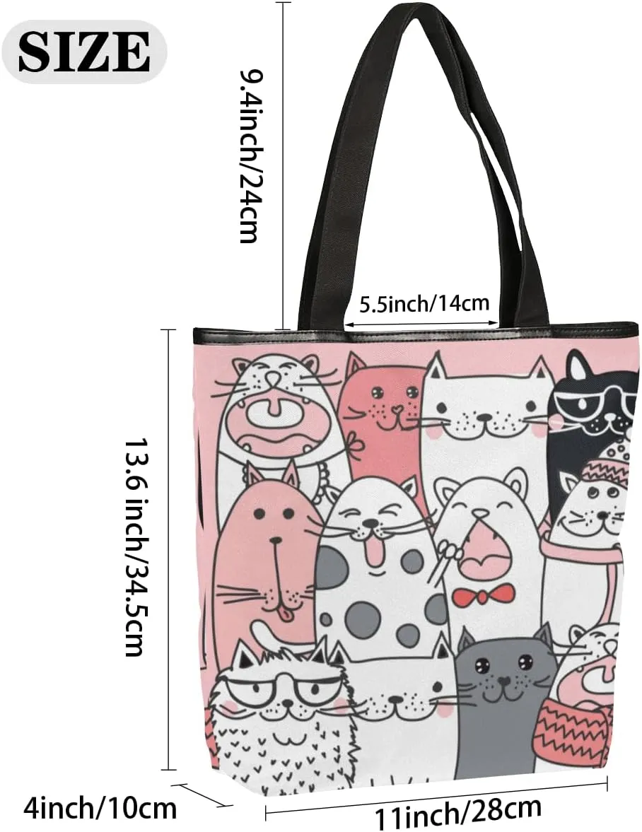 Tavisto Canvas Tote Bag,Cartoon Daisys Grocery Shopping Bags 11"x13.6"x4" Durable