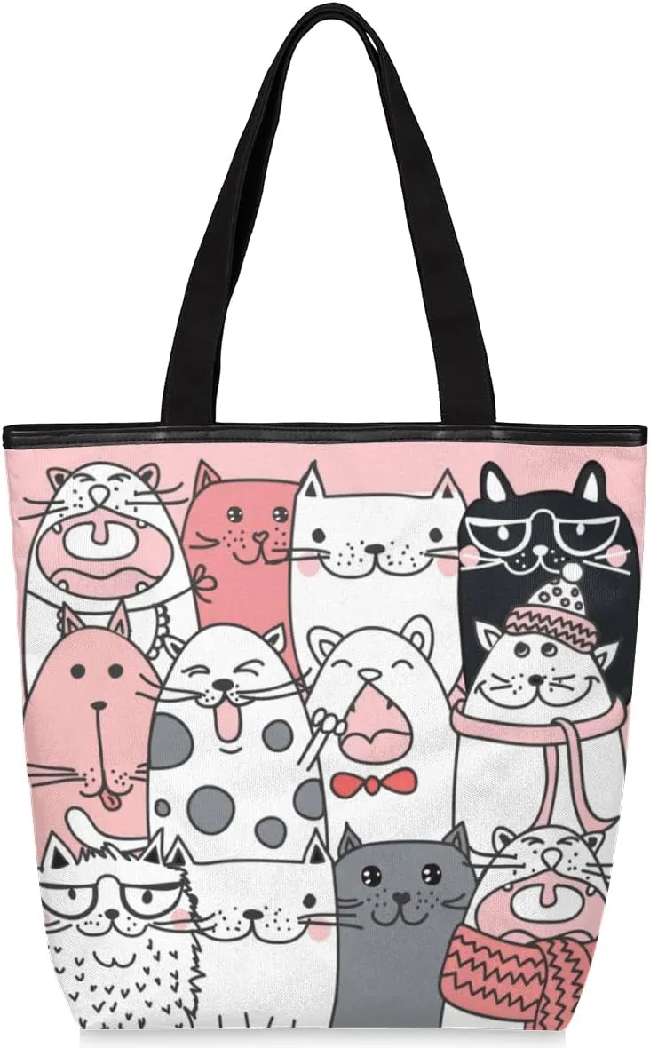 Tavisto Canvas Tote Bag,Cartoon Daisys Grocery Shopping Bags 11"x13.6"x4" Durable
