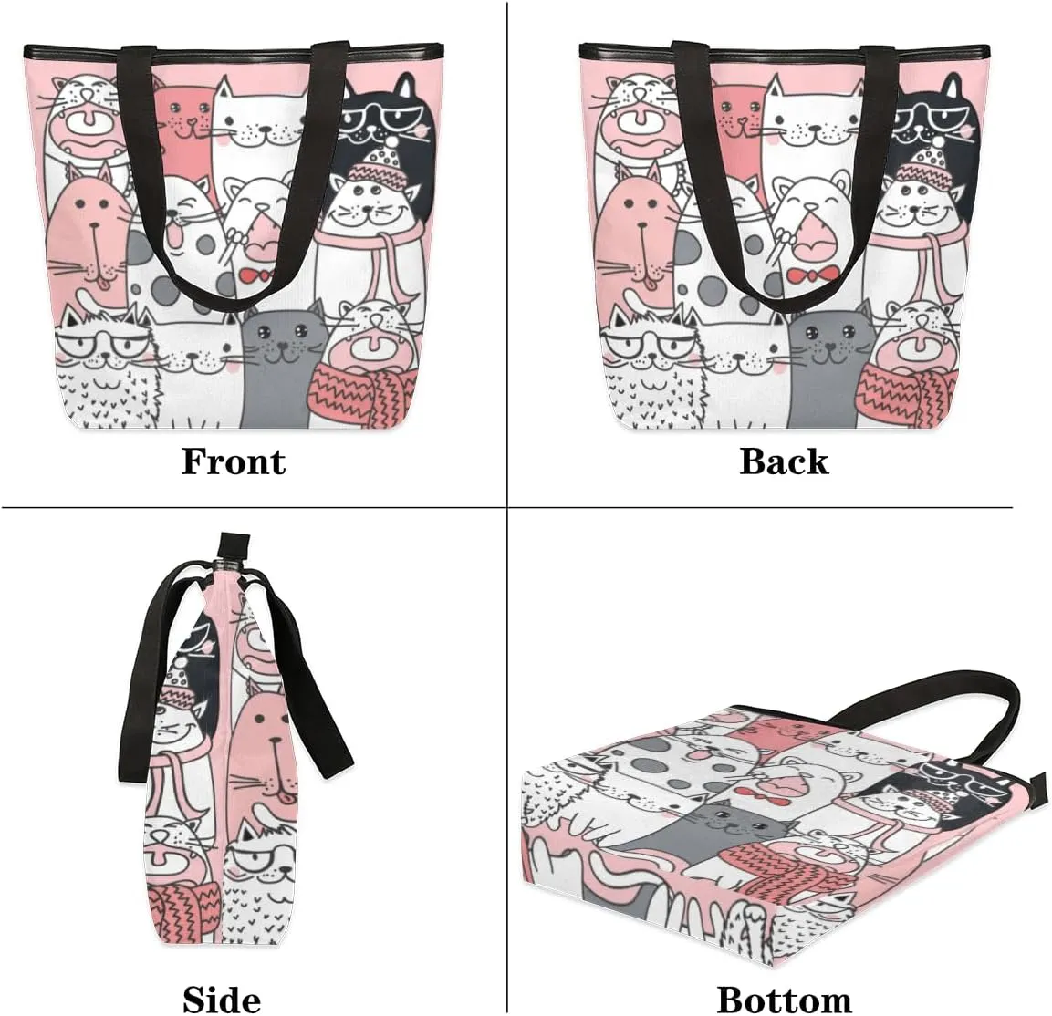 Tavisto Canvas Tote Bag,Cartoon Daisys Grocery Shopping Bags 11"x13.6"x4" Durable