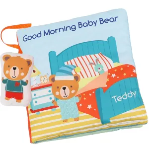 Teddy Bear Baby Toy Cloth Crinkle Books for Babies Infant Toddler, Chewing Toys 0-6-12 Months Activity Soft Mirror Toy Books for Boys Girls Easter Gifts Baby Shower 1-2-3 Years Old-Morning