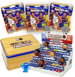 Teenymates Party Animal NBA Series 8 Collector Tin, 7 Figures (Includes Exclusive Figure), 1 Inch Tall, Team Colors