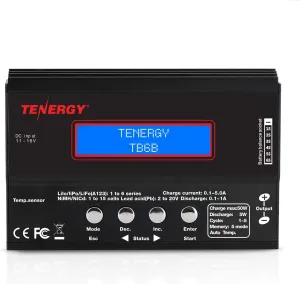 Tenergy TB-6AB Balance Charger Discharger 1S-6S Digital Battery Pack Charger for NiMH/NiCD/Li-PO/Li-Fe Packs w/ LCD Display Hobby Battery Charger w/ Tamiya/JST/EC3/HiTec/Deans Connectors   Power Supply