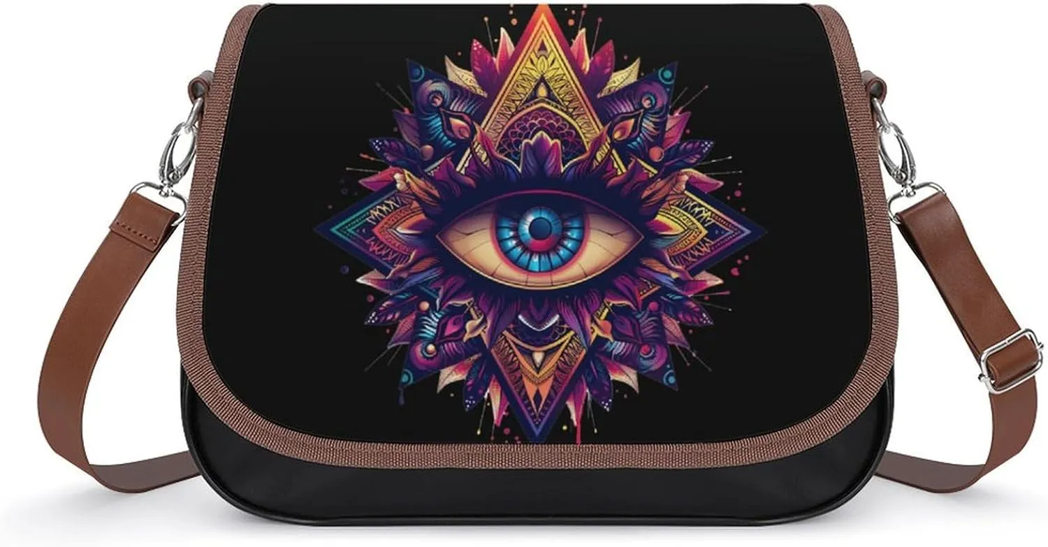 Third Eyeball Goth Eye Spiritual Women's Crossbody Bags PU Leather Shoulder Bag Handbag Purse Messenger Bag with Shoulder Strap