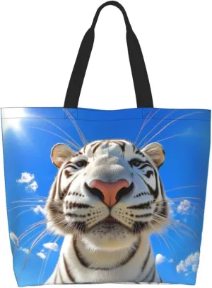 tigar tie dye print Reusable Shoulder Bags Large Casual Tote Bag Shopping Grocery grocery bag