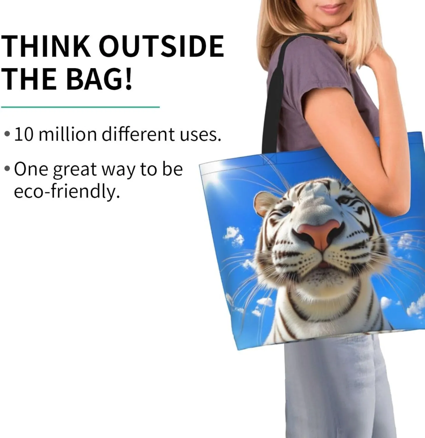 tigar tie dye print Reusable Shoulder Bags Large Casual Tote Bag Shopping Grocery grocery bag