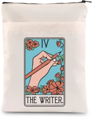TOBGBE The Writer Tarot Card Bag Book Lovers Gifts Writer Book Sleeve Reader Book Covers for Soft Cover Books Bookish Book Pouch (The Writer)
