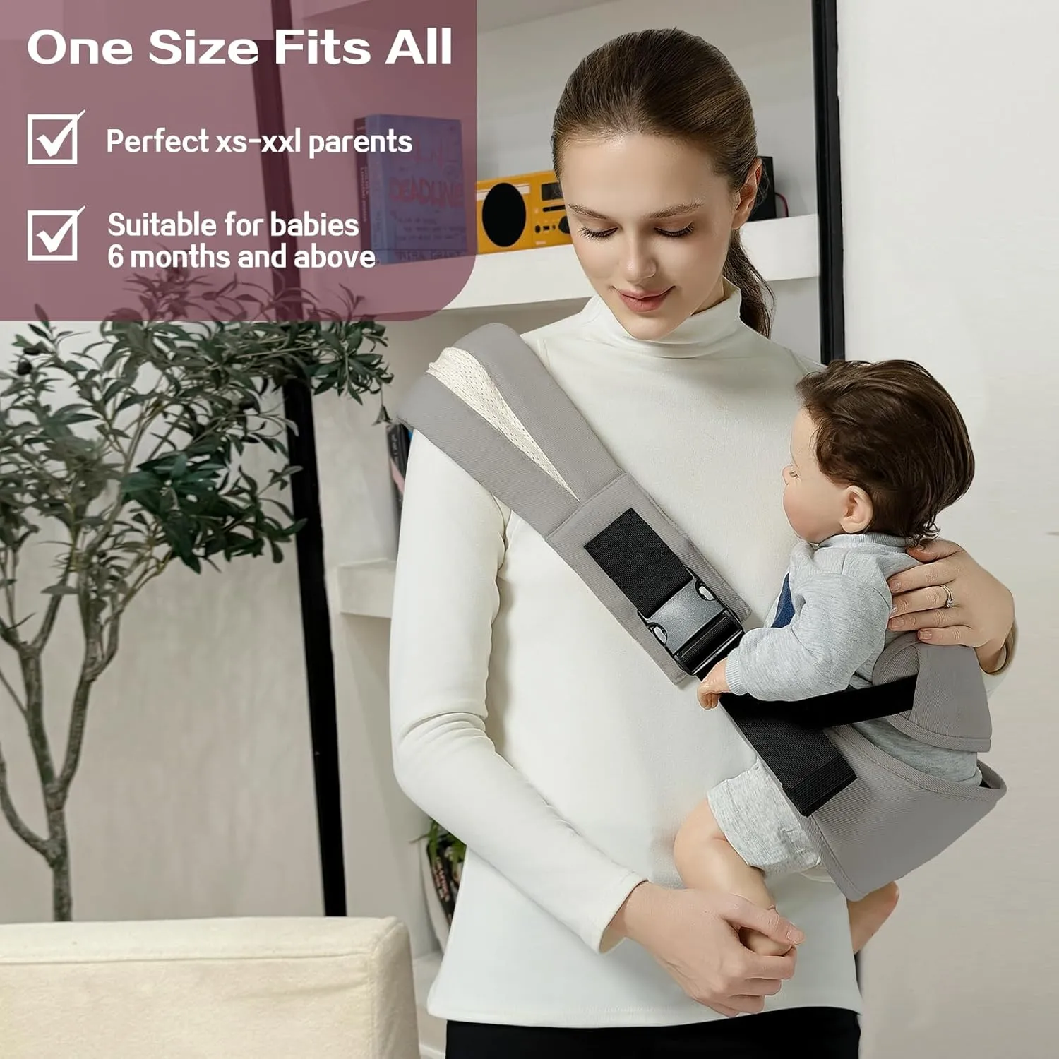 Toddler Sling Carrier, Toddler Carrier Sling Easy to Use, Baby Sling Hip Carriers with Backrest, Grey