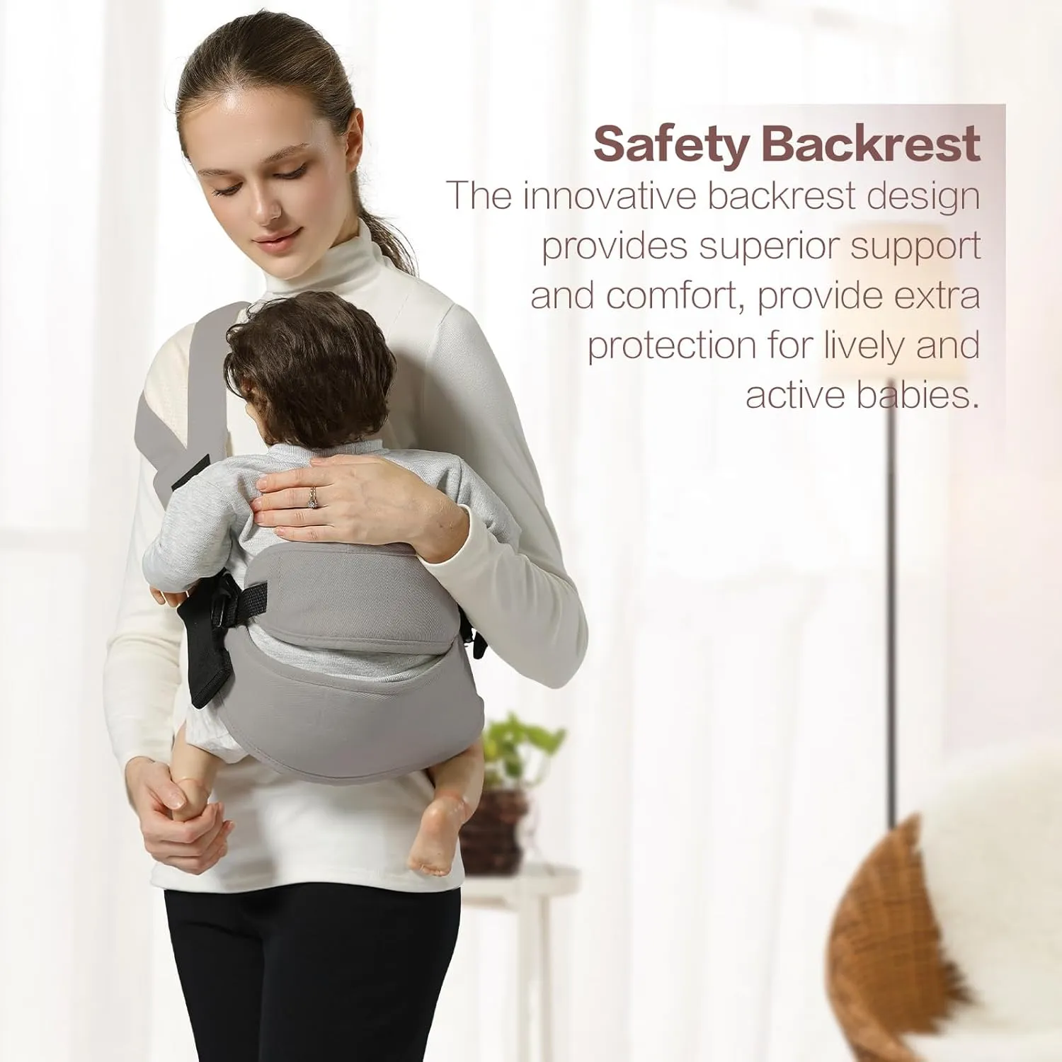 Toddler Sling Carrier, Toddler Carrier Sling Easy to Use, Baby Sling Hip Carriers with Backrest, Grey