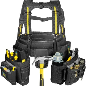 tool belt Suspenders Vest Ultra Anti-Wear, 20-Pocket Pro Framer's Combo Apron and Yoke-style Suspenders-1200D for Men
