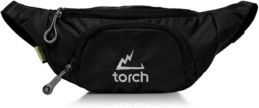 TORCH Mens Fanny Pack - Hip Pack For Men Women with Compass Survival, Small Crossbody Fanny Packs for Walking, Biking, Outdoor, Workout - Vallejo (Black)