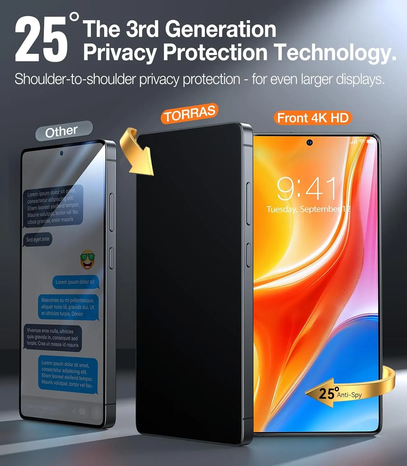 TORRAS for Samsung Galaxy S25 Ultra Privacy Screen Protector [Military-Grade 9H  Aerospace Tempered Glass] [One-Pull Installation] Anti Spy Screen Protector Samsung Galaxy S25 Ultra 6.9″ (2 Pack)