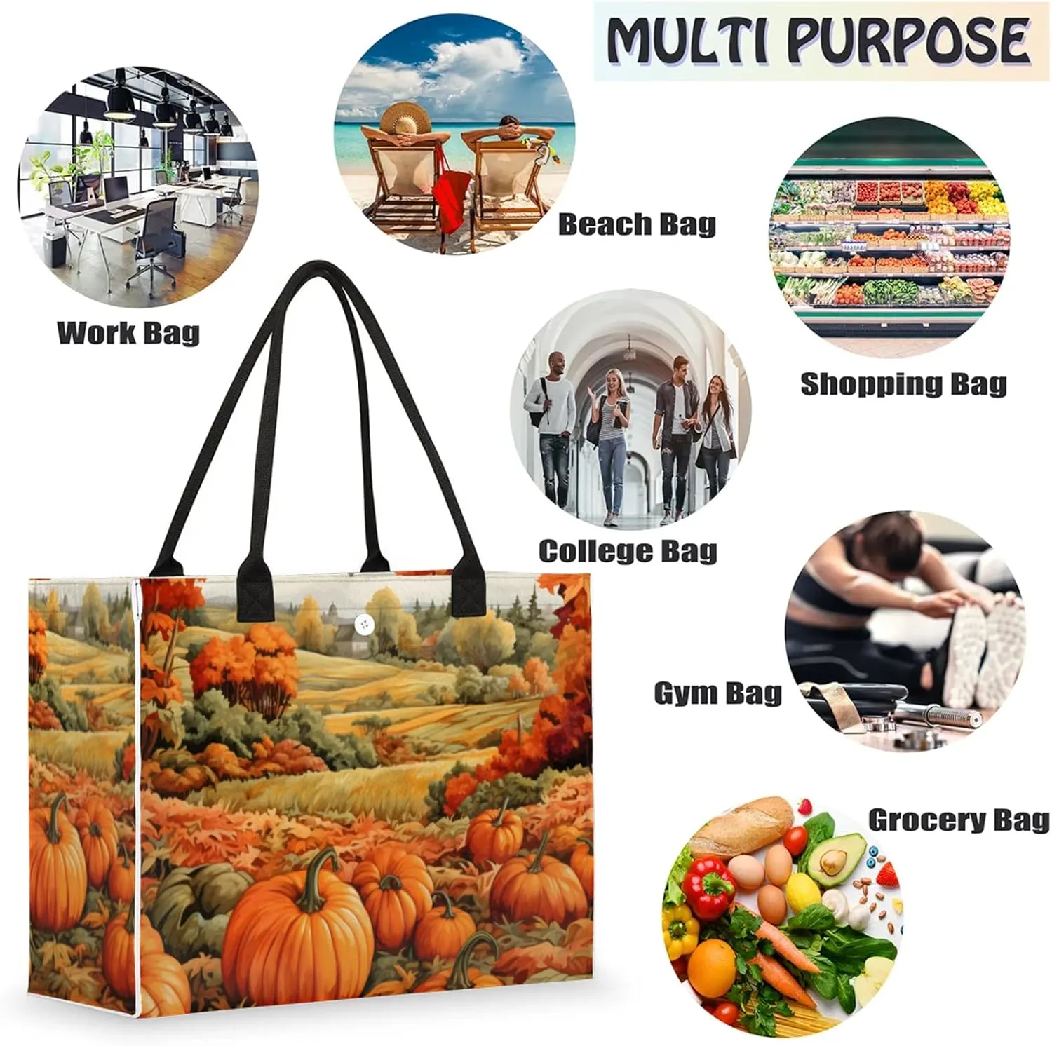 Tote Bag for Women Reusable Canvas Shoulder Bag