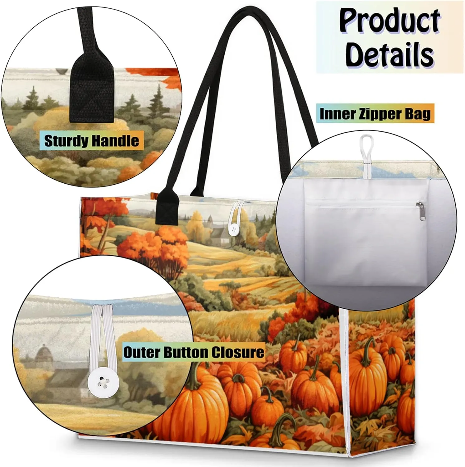 Tote Bag for Women Reusable Canvas Shoulder Bag
