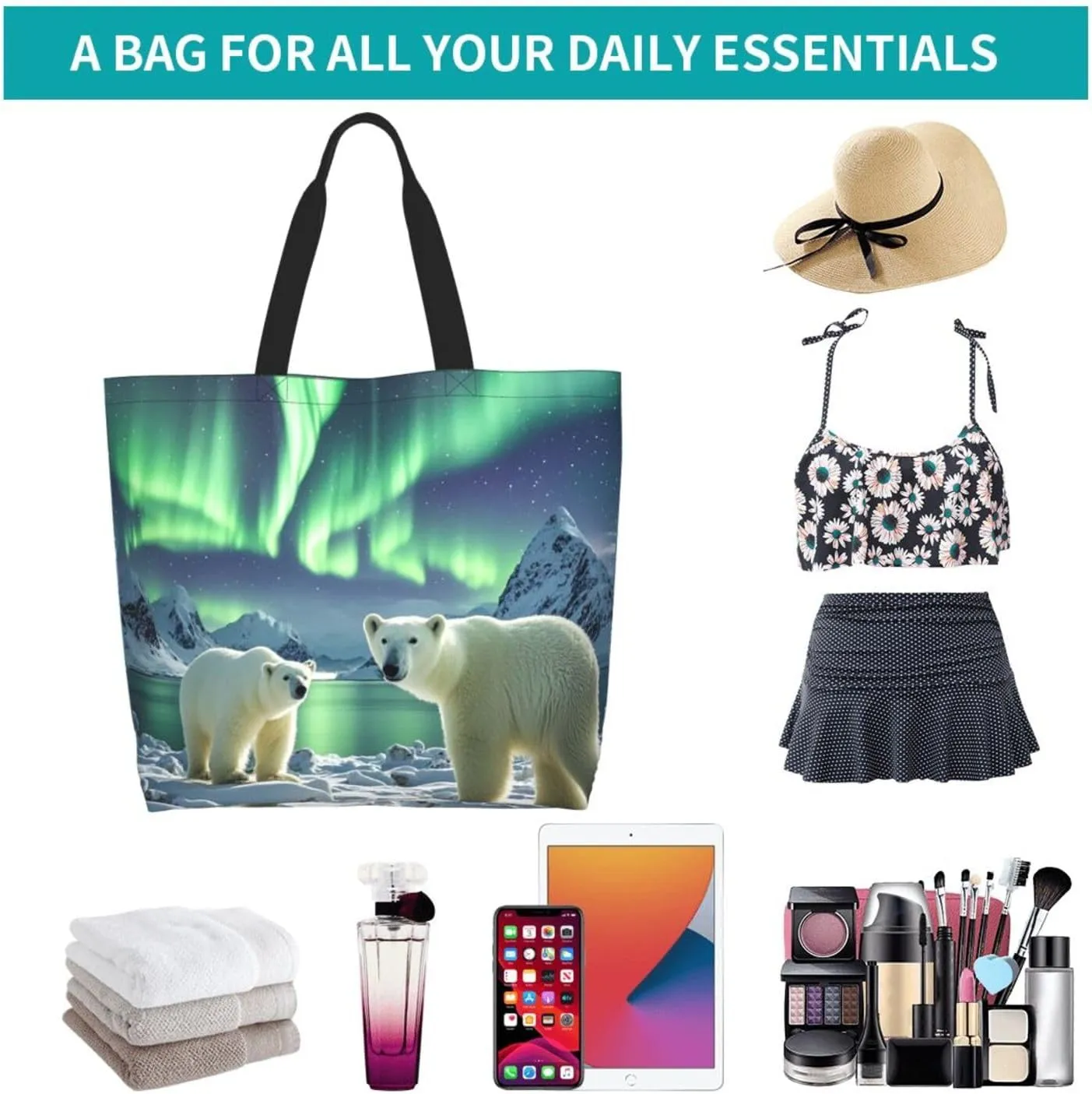 Tote Bag for Women Sea Otters Grocery Bag Foldable Shopping Bags Reusable Large Tote Bag