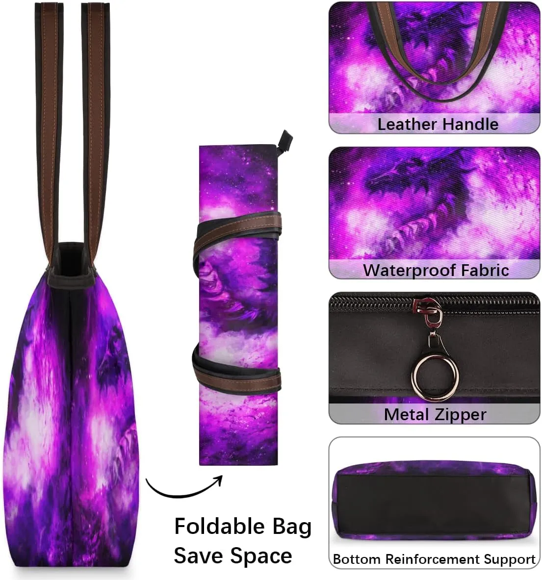 Tote Bag for Women with Zipper Large Capacity Top Handle Casual Shoulder Bag Handbag Reusable Shopping