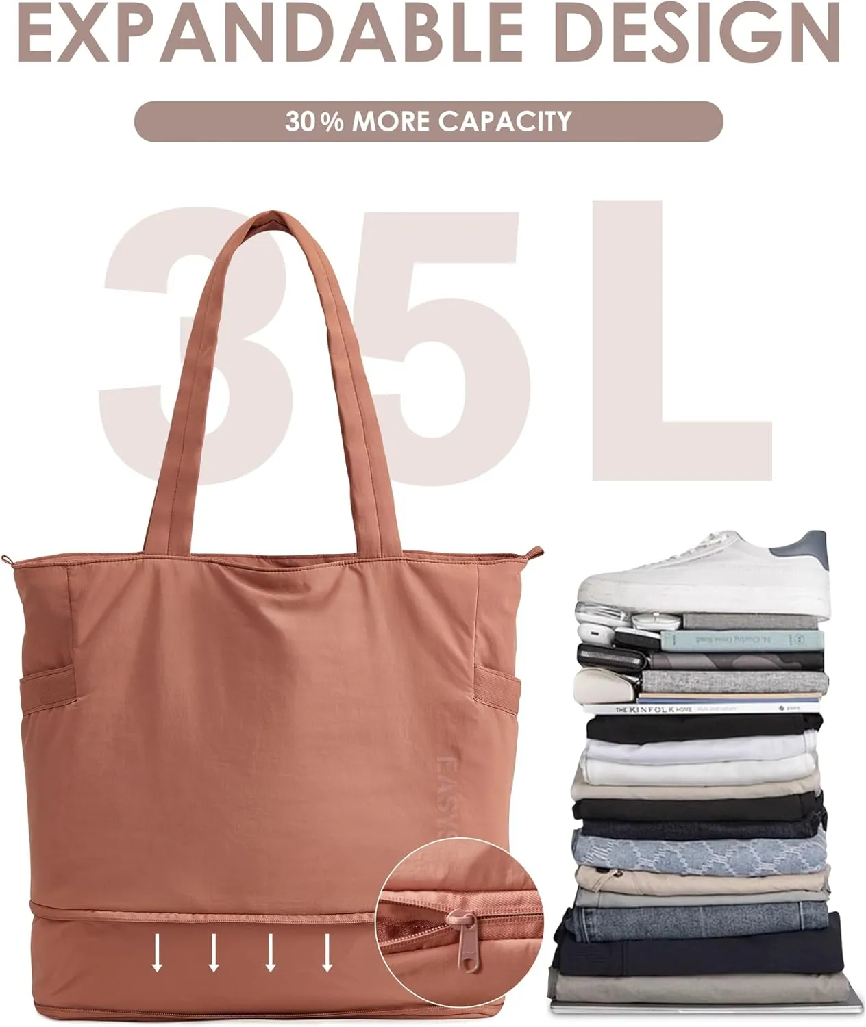 Tote Bag for Women,Puffer Work Bags with Zipper Compartments, Expandable Handbag for Travel Work Sport
