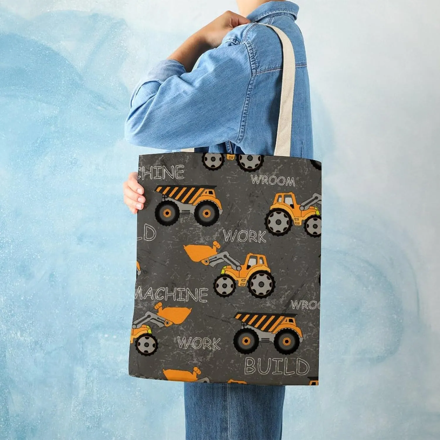 Tote Grocery Bag Reusable Canvas Bag, Aesthetic Shoulder Bag Lightweight Grocery Shopping Bags Beach Bag