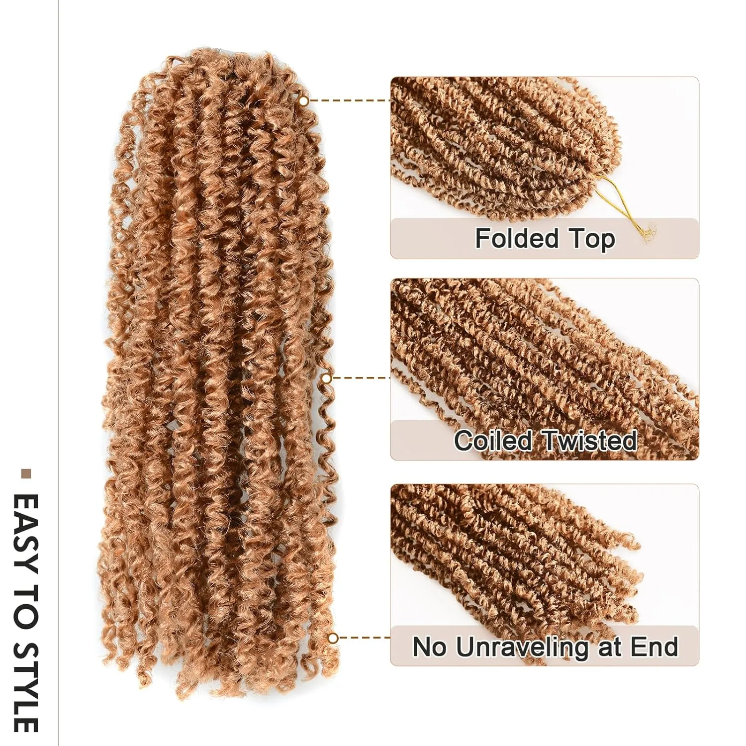 ToyoTress Micro Kinky Twist Crochet Hair - 10 Inch 8 Packs (240 Strands) Blonde Mini Spring Passion Twist Crochet Braids Synthetic Braiding Hair Extensions (10 Inch, 27#-8P)
