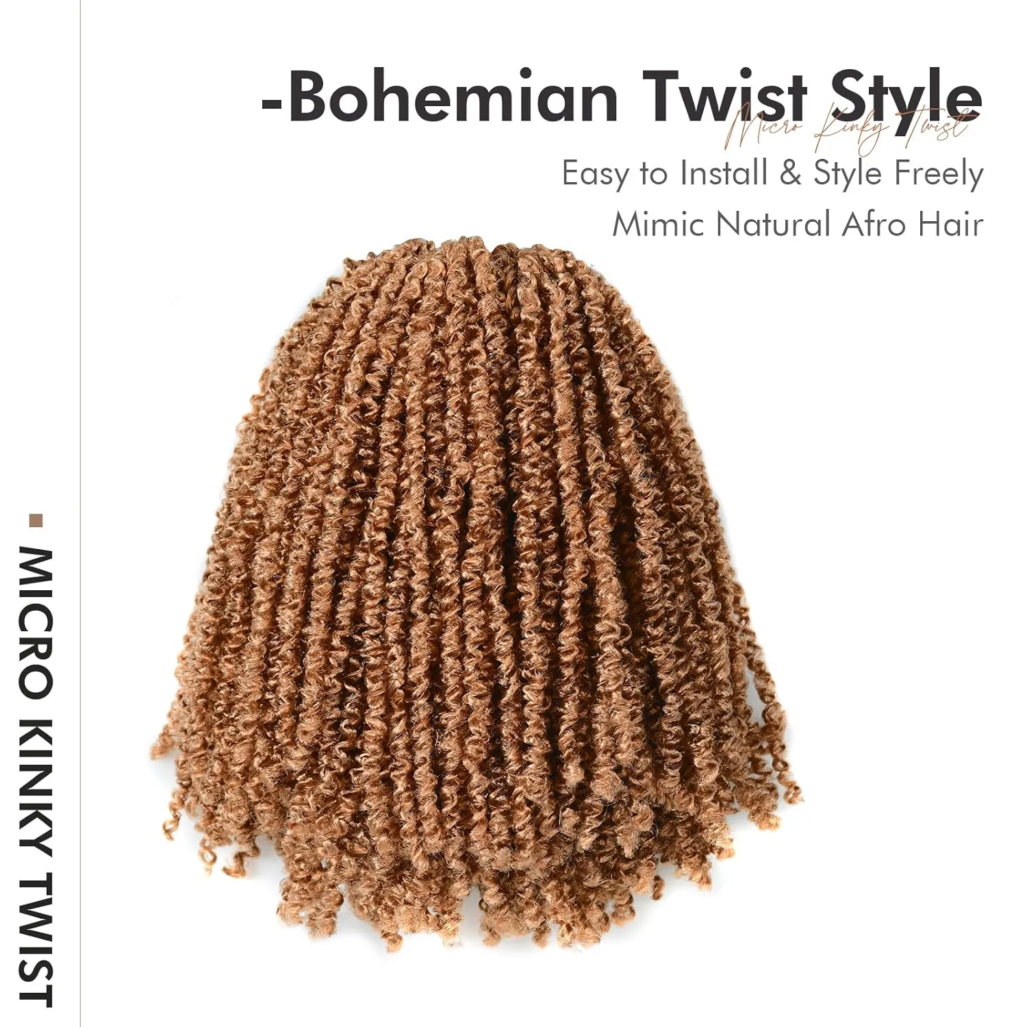 ToyoTress Micro Kinky Twist Crochet Hair - 10 Inch 8 Packs (240 Strands) Blonde Mini Spring Passion Twist Crochet Braids Synthetic Braiding Hair Extensions (10 Inch, 27#-8P)