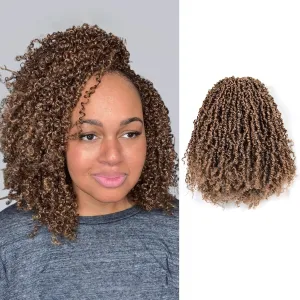 Toyotress Yanky Twist Crochet Hair - 14 Inch 8 Packs (30 Strands/Pcs) Fluffy Spring Mini Twist Passion Twist, Brown Highlight 3 Tones Pre-Looped Crochet Braids Braiding Hair (14 Inch, F4/30/27-8P)