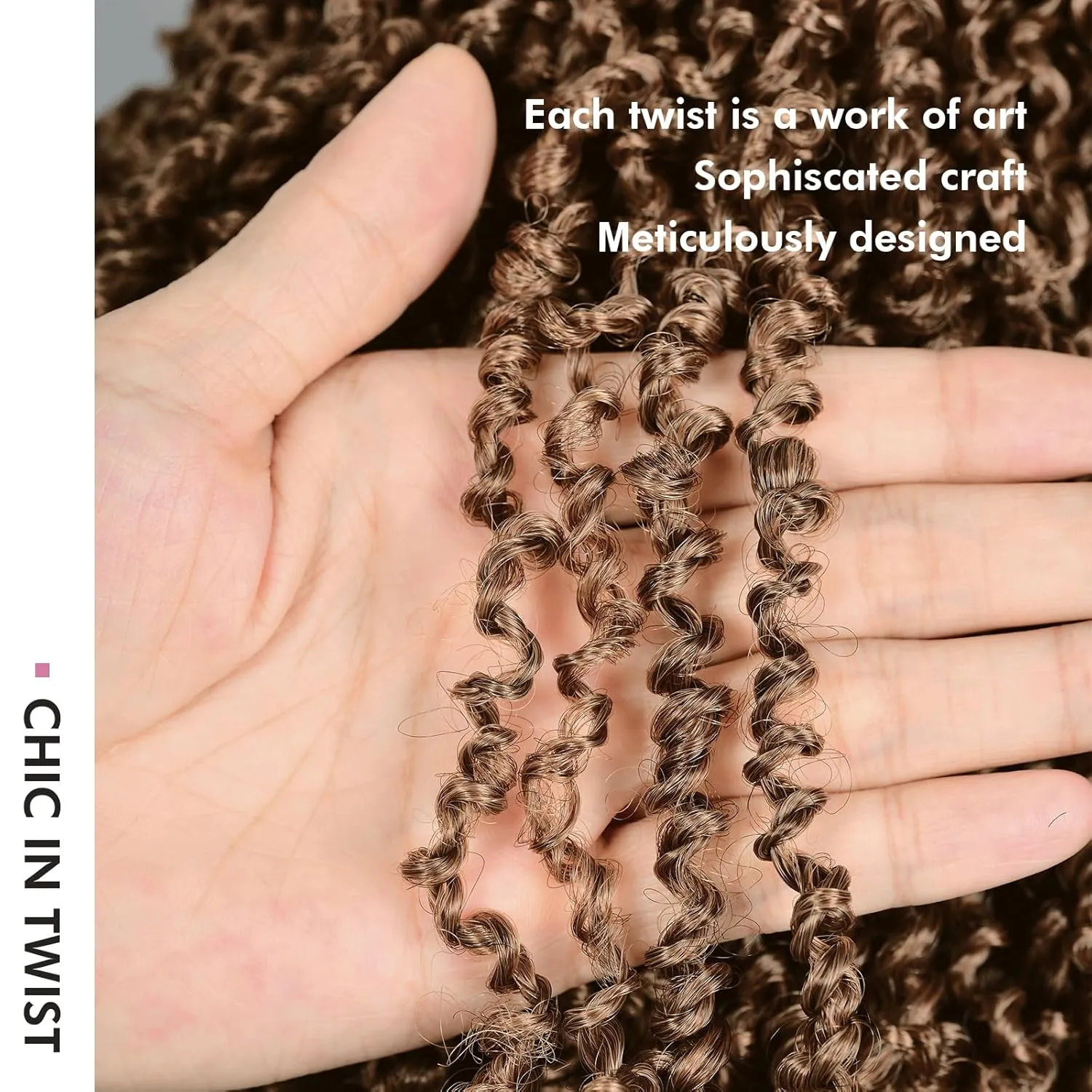 Toyotress Yanky Twist Crochet Hair - 14 Inch 8 Packs (30 Strands/Pcs) Fluffy Spring Mini Twist Passion Twist, Brown Highlight 3 Tones Pre-Looped Crochet Braids Braiding Hair (14 Inch, F4/30/27-8P)