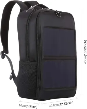 TOZLU 5V 14W Solar Panel Power Backpack Large capacity Laptop Bag with Handle USB Charging Port Nylon Outdoor Backpack for Hiking, Biking, Running Outdoors sport
