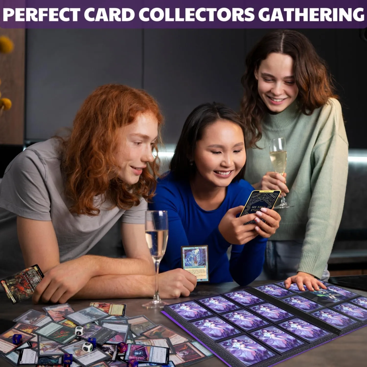 Trading Card Binder 360 Pockets - Side Loading Waterproof Card Album for MTG, TCG, Sports Cards -9-Pocket Durable Pages with Sleeves - Collector Gift (Purple)