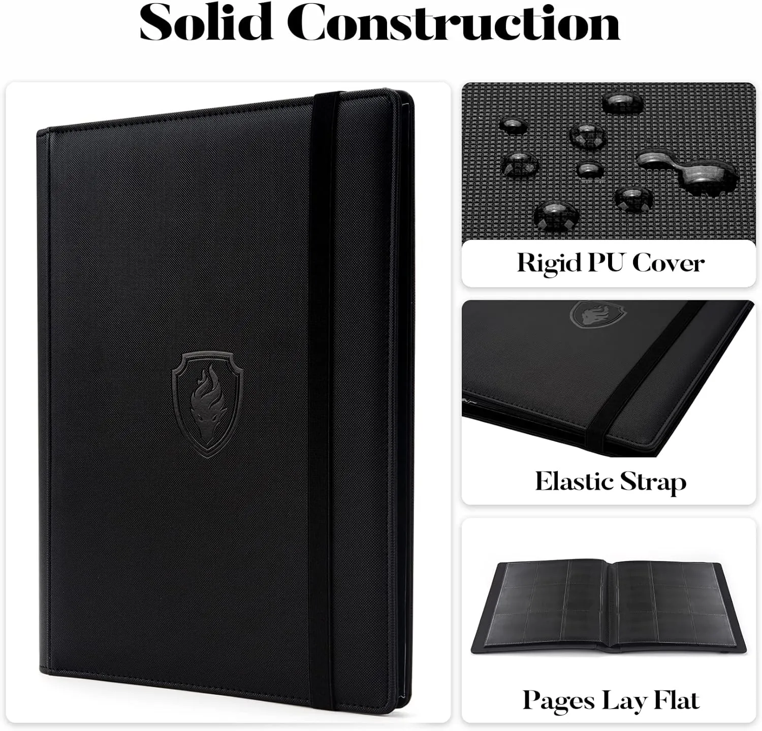 Trading Card Binder 9 Pocket, Fabmaker PU Cover Card Collection Binder for 360 Cards, Premium Card Book, Sturdy Card Holder Folders, Card Album for YuGiOh, MTG, TCG, Game Cards & Sports Cards, Black