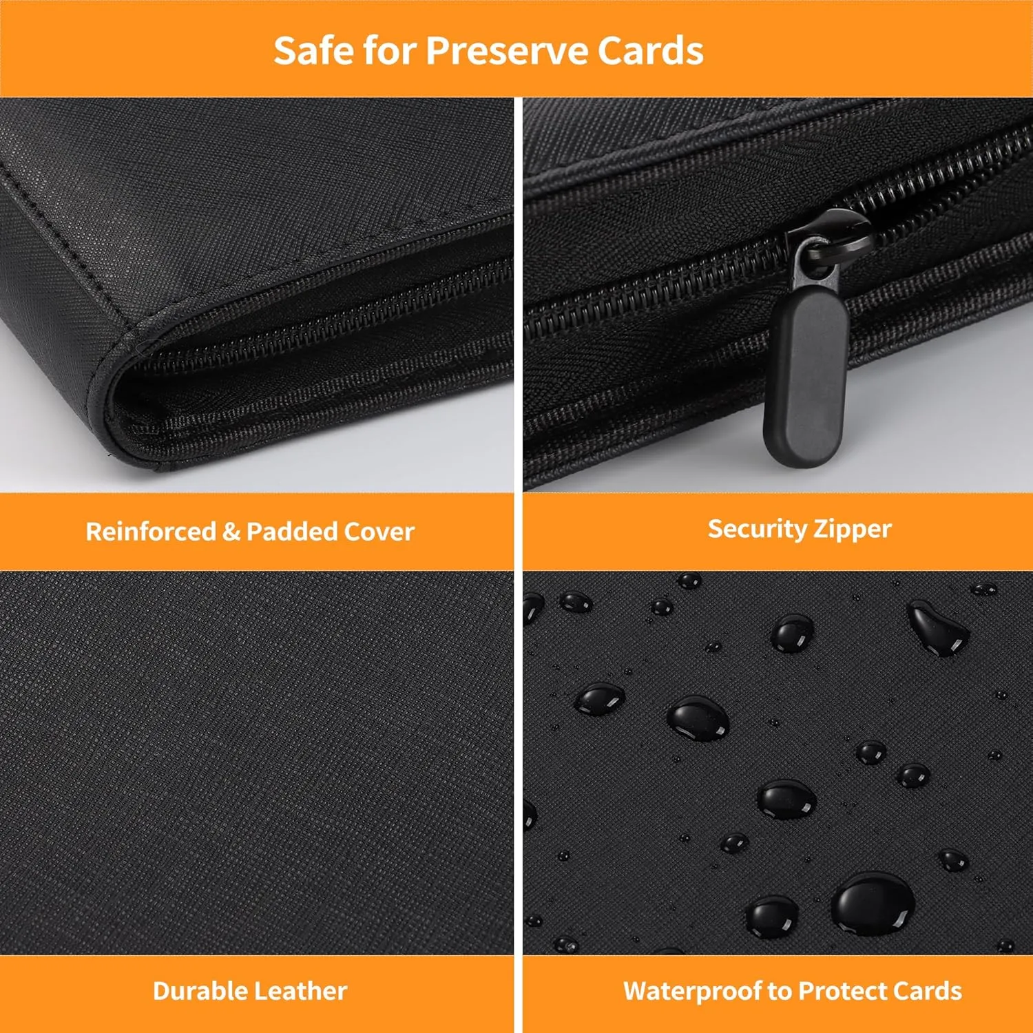 Trading Card Binder 9 Pocket, TCG Binder with 360 Side Loading Pockets, Trading Card Holder Album Fit for MTG, Yugioh, Baseball, Football Sports Cards, Black