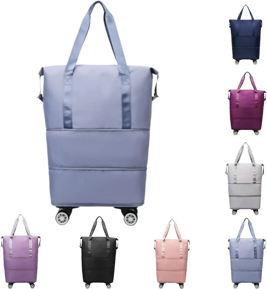 Travel Bag with Wheels,Large Capacity Travel Bag - Universal Wheel Removable,Portable Bag for Men And Women,Simple,Wear-Resistant,Waterproof (Blue)