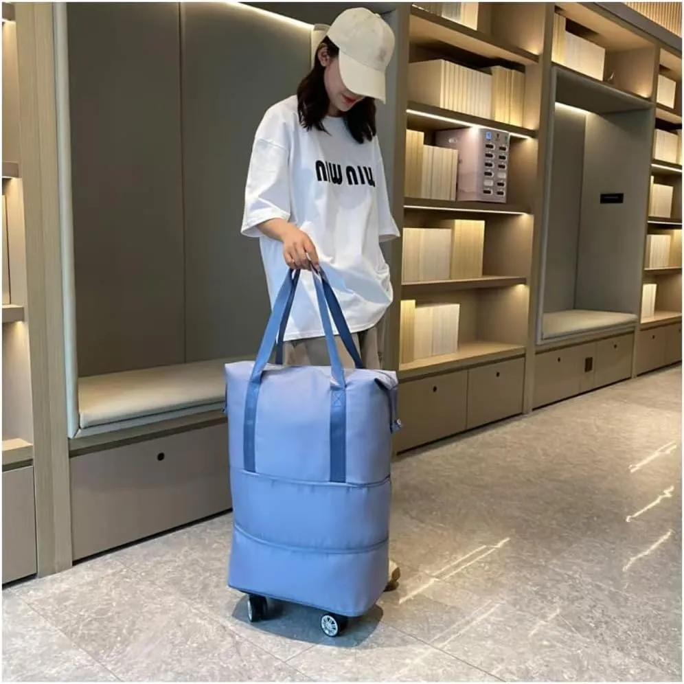 Travel Bag with Wheels,Large Capacity Travel Bag - Universal Wheel Removable,Portable Bag for Men And Women,Simple,Wear-Resistant,Waterproof (Dark Blue)