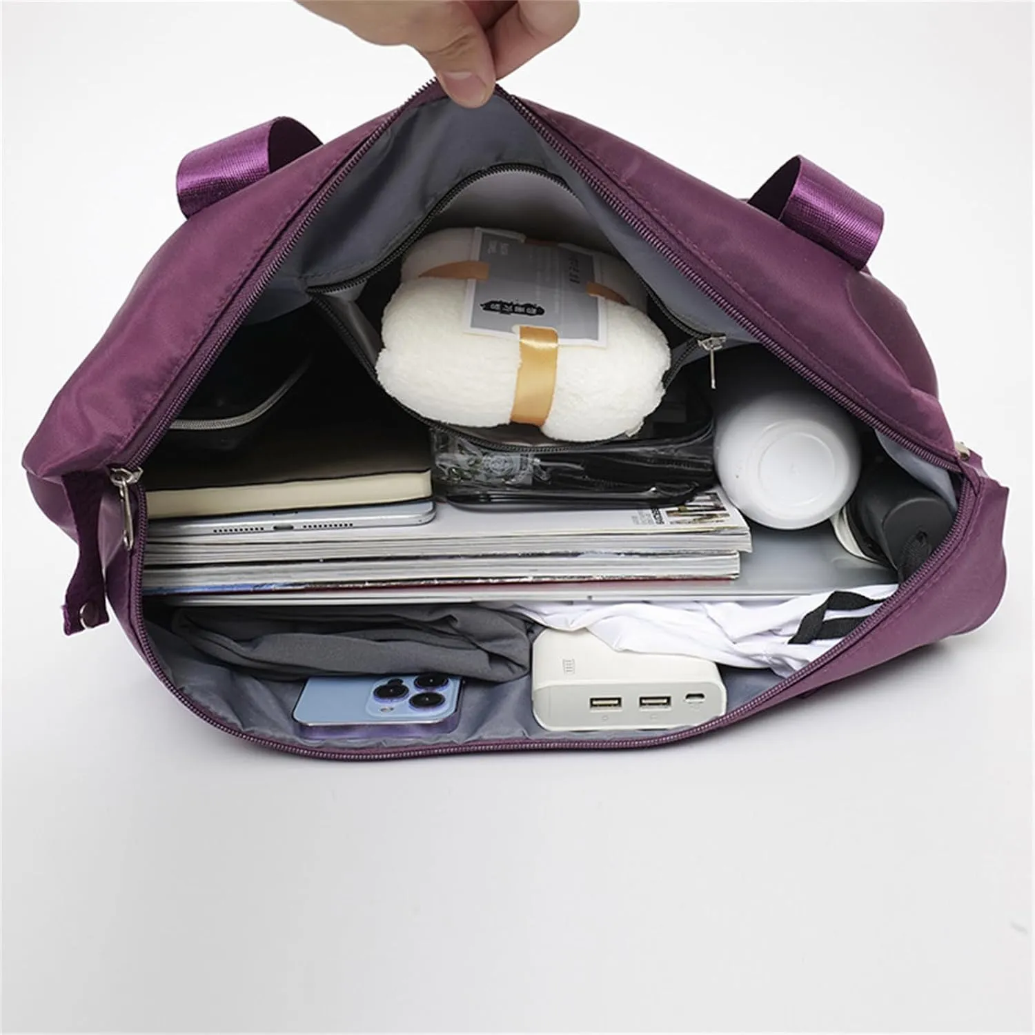 Travel Bag with Wheels,Large Capacity Travel Bag - Universal Wheel Removable,Portable Bag for Men And Women,Simple,Wear-Resistant,Waterproof (Dark Purple)