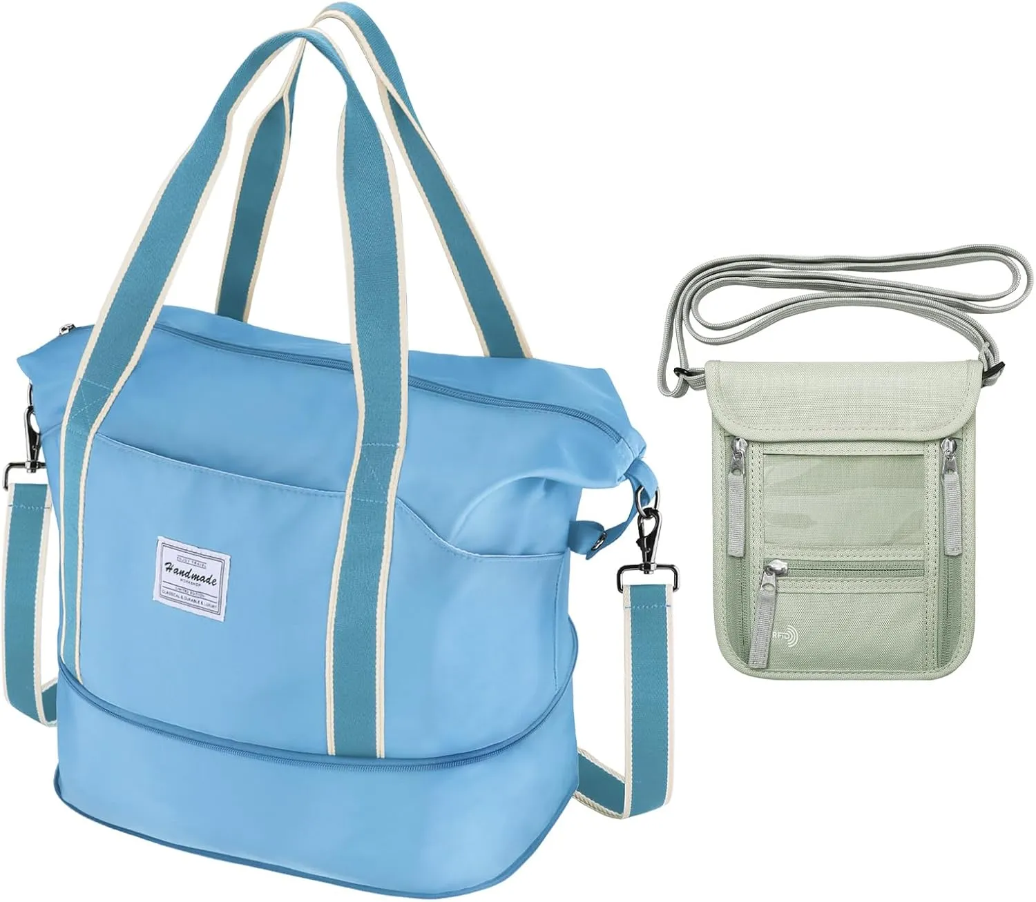 Travel Duffel Bag & Neck Wallet Bundle